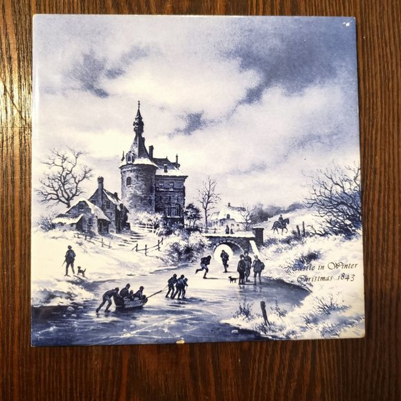 Royal Mosa Holland Christmas 1843 Castle In Winter Decorative Tile 6” X 6” READ - Picture 2 of 10